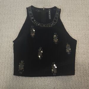Design Lab Lord & Taylor Embellished Crop Top